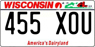 WI license plate 455XOU