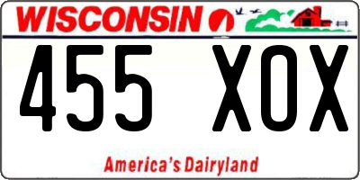 WI license plate 455XOX