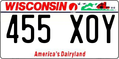 WI license plate 455XOY