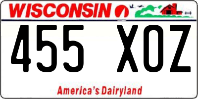 WI license plate 455XOZ