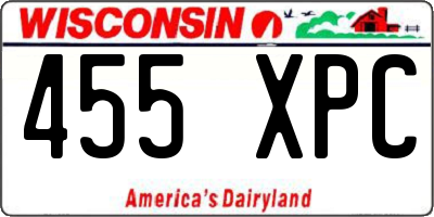 WI license plate 455XPC