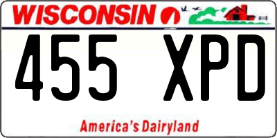 WI license plate 455XPD