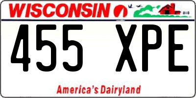 WI license plate 455XPE