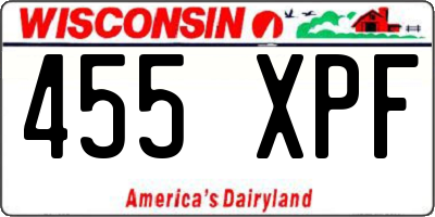 WI license plate 455XPF