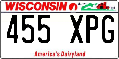 WI license plate 455XPG