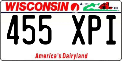 WI license plate 455XPI