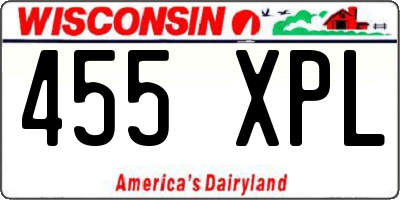 WI license plate 455XPL