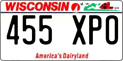 WI license plate 455XPO