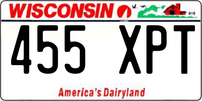 WI license plate 455XPT