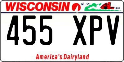 WI license plate 455XPV