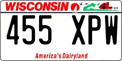 WI license plate 455XPW