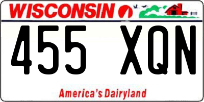 WI license plate 455XQN