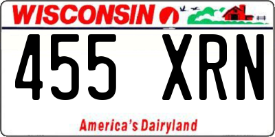 WI license plate 455XRN
