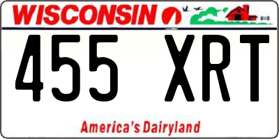 WI license plate 455XRT