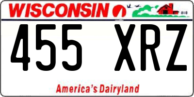WI license plate 455XRZ