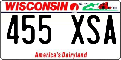 WI license plate 455XSA