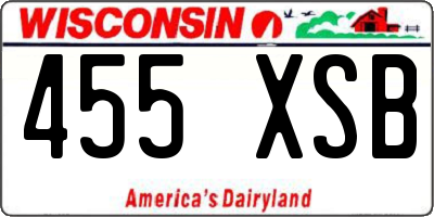 WI license plate 455XSB