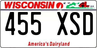WI license plate 455XSD