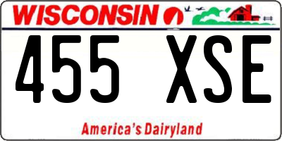 WI license plate 455XSE