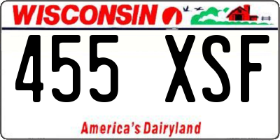 WI license plate 455XSF