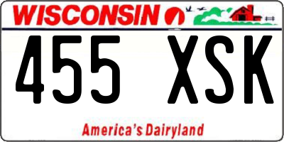 WI license plate 455XSK