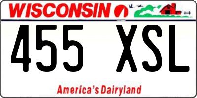 WI license plate 455XSL