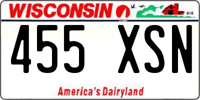 WI license plate 455XSN