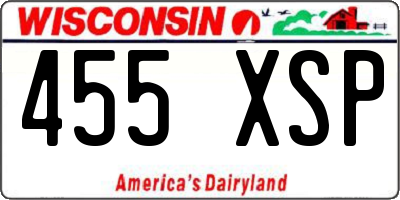 WI license plate 455XSP