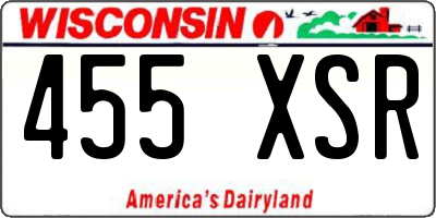 WI license plate 455XSR