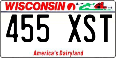 WI license plate 455XST