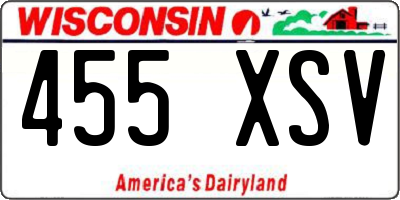 WI license plate 455XSV
