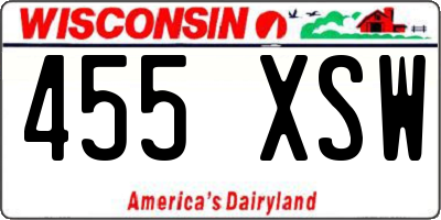 WI license plate 455XSW