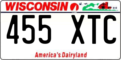 WI license plate 455XTC