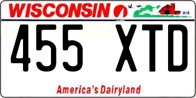 WI license plate 455XTD