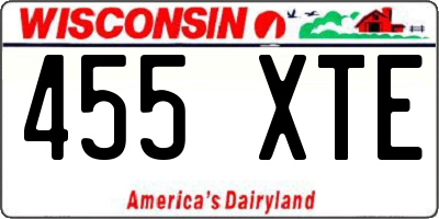WI license plate 455XTE