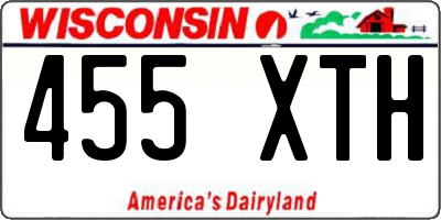 WI license plate 455XTH