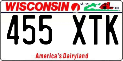 WI license plate 455XTK