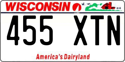 WI license plate 455XTN
