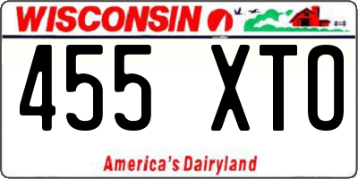 WI license plate 455XTO