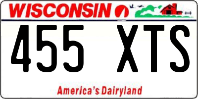WI license plate 455XTS
