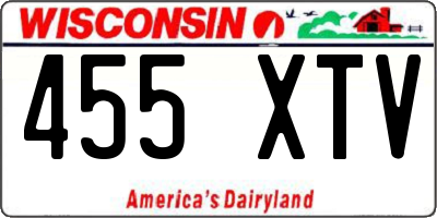 WI license plate 455XTV
