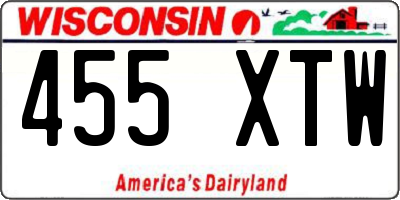 WI license plate 455XTW