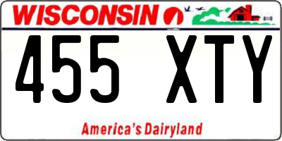 WI license plate 455XTY