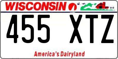 WI license plate 455XTZ
