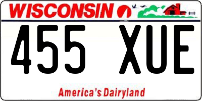WI license plate 455XUE