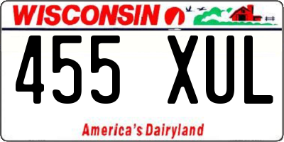 WI license plate 455XUL