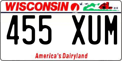 WI license plate 455XUM