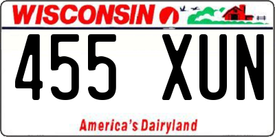 WI license plate 455XUN