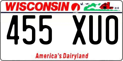 WI license plate 455XUO