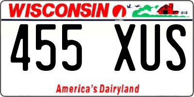 WI license plate 455XUS